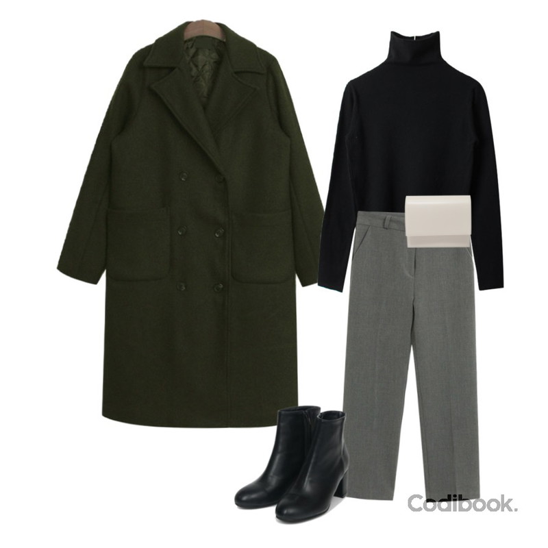 AIN basic leather ankle boots (225-250),TODAY ME 투썸 슬랙스,TODAY ME 끌레르 코트등을 매치한 코디