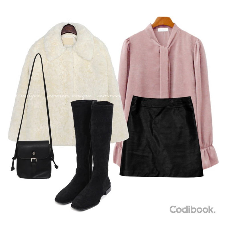 From Beginning Pin belt buckle cross bag_C (size : one),MIXXMIX 로스 레자 미니 스커트,ENVYLOOK 로망리본블라우스등을 매치한 코디