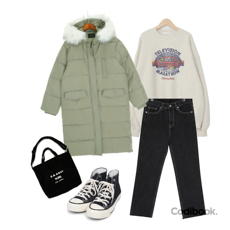 AIN colouring high canvas sneakers (225-250),BANHARU 자수 코듀로이 캐주얼백,From Beginning Stitch cutting denim pants_J (size : S,M,L)등을 매치한 코디