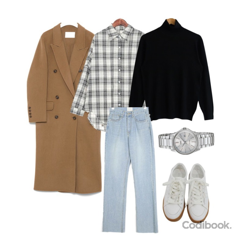 ROCOSIX 트루 체크 남방,MIXXMIX LTP-1183A,AIN alive light long denim pants (s, m)등을 매치한 코디