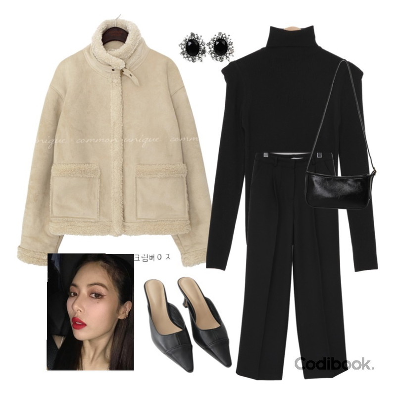 common unique HOPEN SUEDE DUMBLE MUSTANG,From Beginning Tenth pintuck long slacks_C (size : S,M),AFTERMONDAY classic edge stileto mule (3colors)등을 매치한 코디
