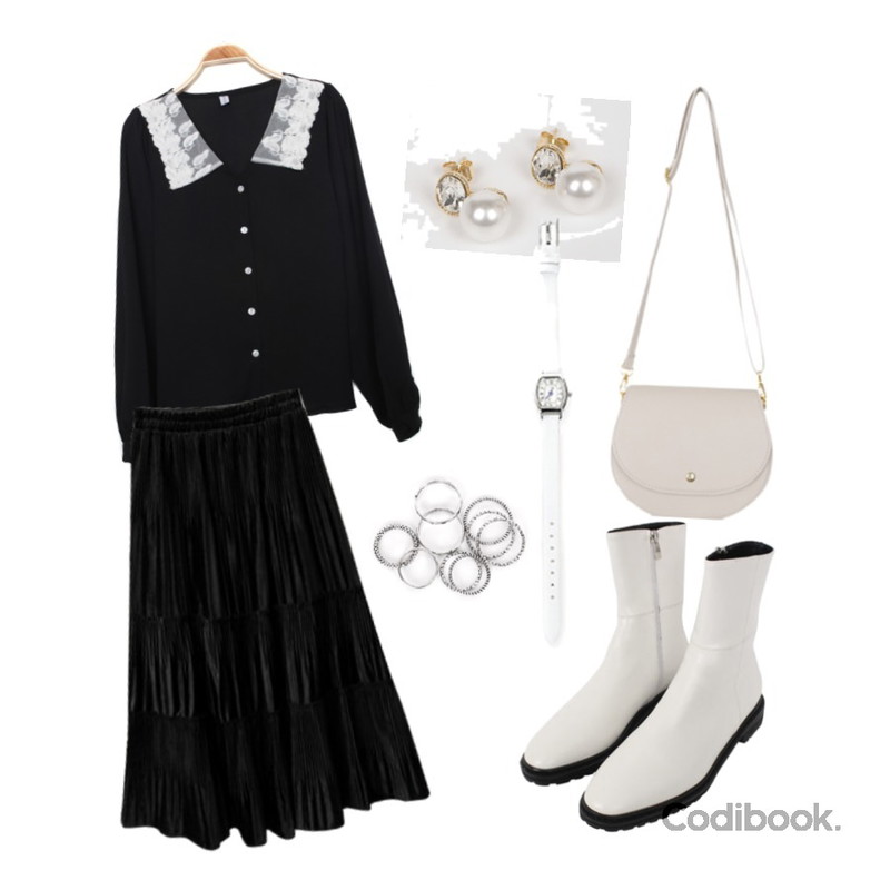 biznshoe Basic 9set ring,ROCOSIX 포히션 데일리 시계,BULLANG GIRL 줄라이크로스백등을 매치한 코디