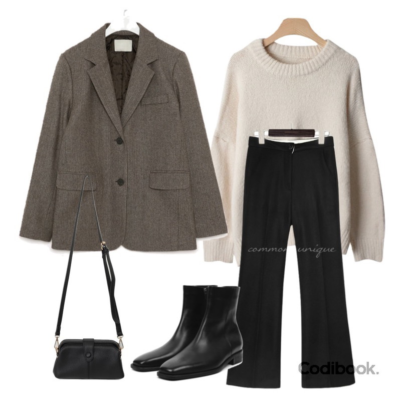From Beginning Treed snap cross bag_J (size : one),openthedoor cow hide ankle boots - men,common unique MONEN WOOL SEMI BOOTS SLACKS등을 매치한 코디
