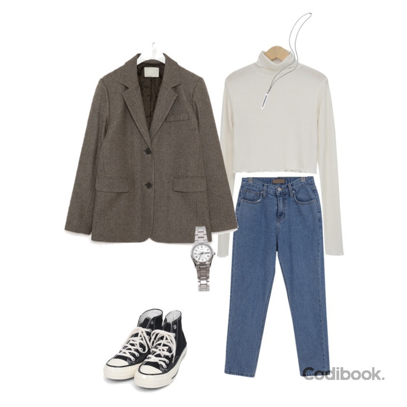 biznshoe LTP-VOO6D-7BUDF,AIN colouring high canvas sneakers (225-250),openthedoor Rectangular Hole silver necklace (2 type)등을 매치한 코디