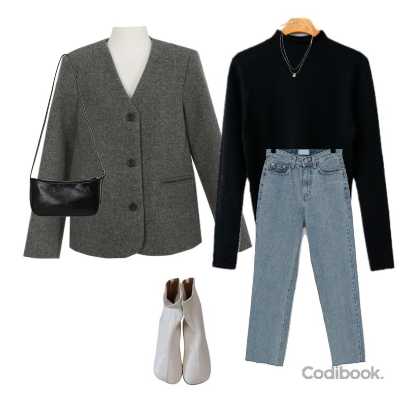 From Beginning Coin layered necklace_K (size : one),BITDA 라인드 shoes (3color),ENVYLOOK 롤링폴라슬림니트등을 매치한 코디