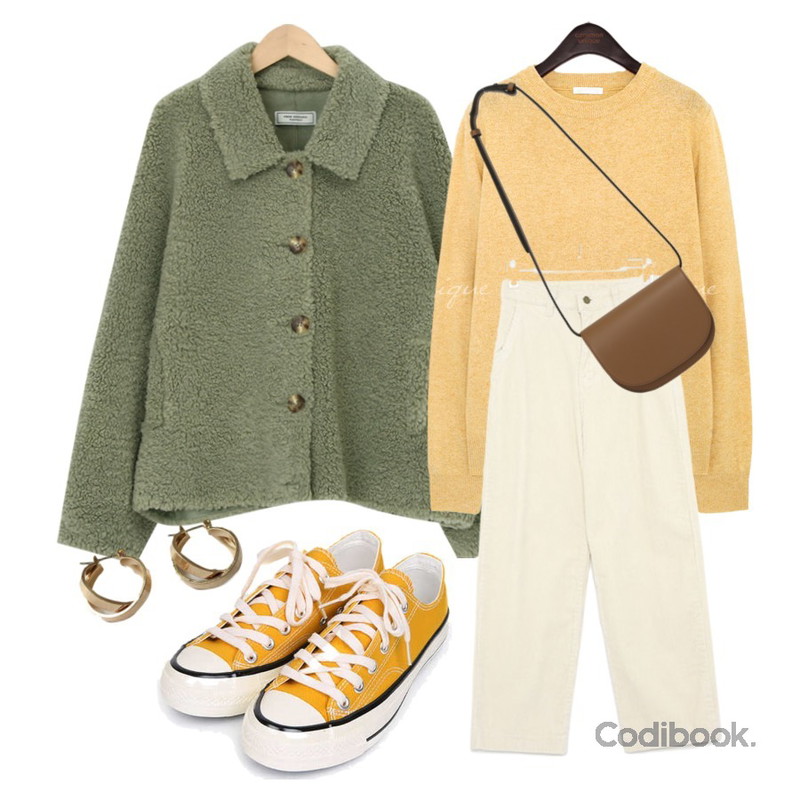 lavenir space earring,AIN taylor canvas sneakers (225-250),AIN tum corduroy straight pants (s, m, l)등을 매치한 코디