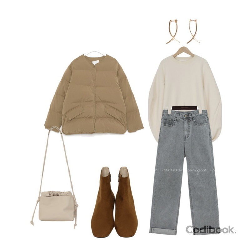 From Beginning Minimal suede walker_B (size : 225,230,235,240,245,250),AIN high stick earring,AIN bas slit wellon padding등을 매치한 코디