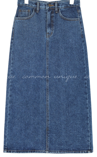 8,000 ceiling breakthrough/MADE Monty slit denim long skirt