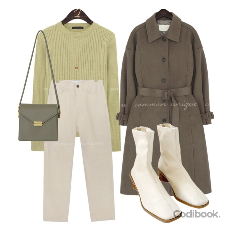 From Beginning Once string cross bag_A (size : one),common unique COTTON BAGGY PANTS - 3 VER.,biznshoe Square wood ankle ankle boots (2colors)등을 매치한 코디