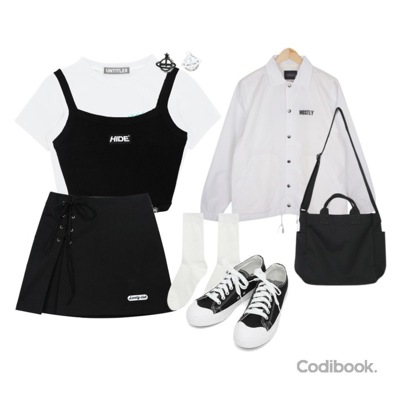 biznshoe Spaceship earring (2color),AIN various mood tote bag,AIN basic monday sneakers (230-250)등을 매치한 코디