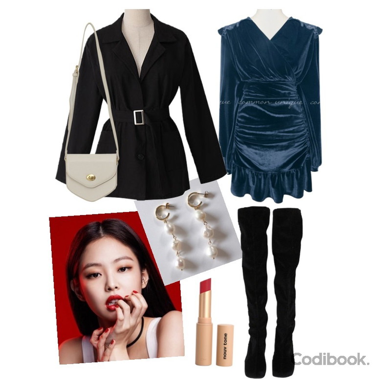 From Beginning 플럼핑 매트 립스틱_클레어레드,lavenir venus earring,BACHO 커버렌 린넨 자켓등을 매치한 코디