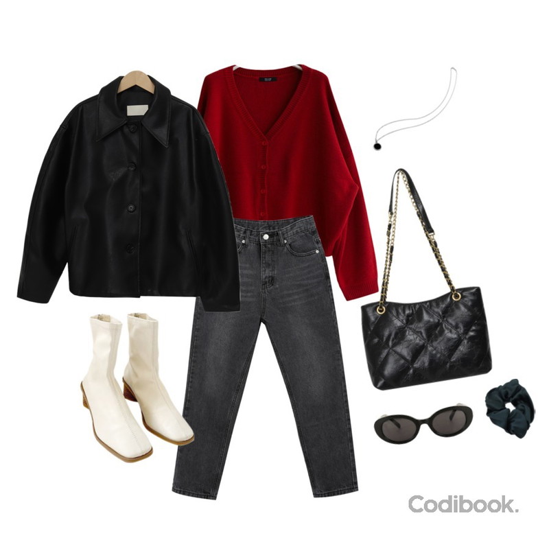 openthedoor black circle necklace,openthedoor oval sunglasses (3 color),MIXXMIX 365 일자 슬림 팬츠등을 매치한 코디