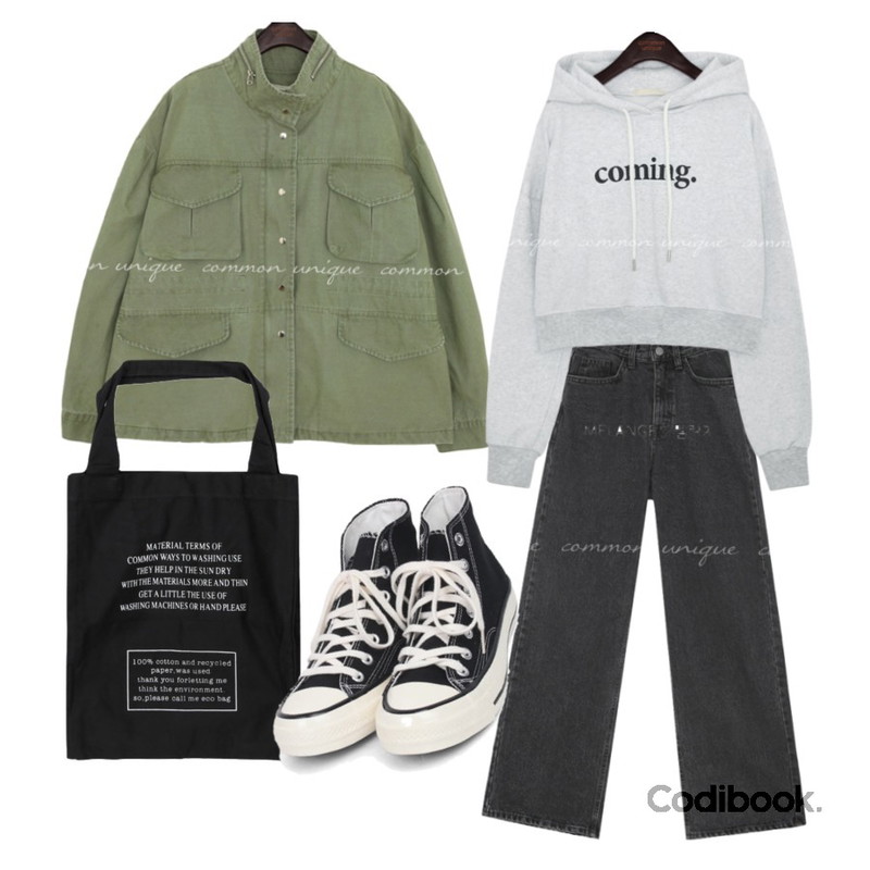 AIN colouring high canvas sneakers (225-250),MIXXMIX 리사이클 코튼 백,common unique MENCOS WIDE DENIM PANTS등을 매치한 코디