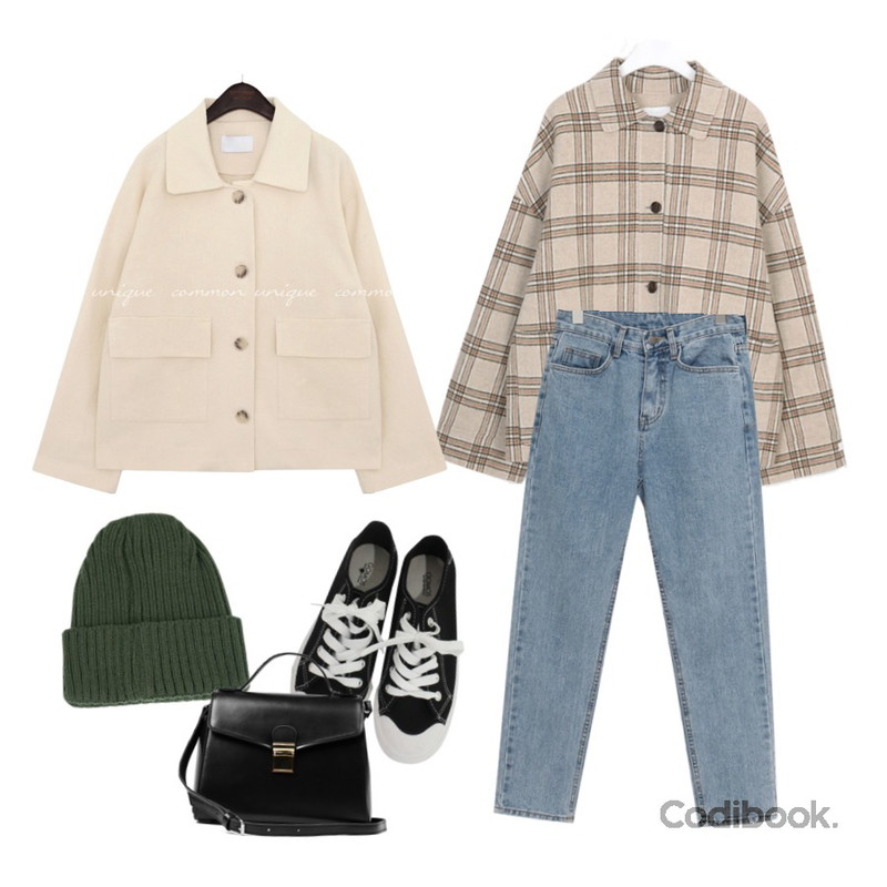 biznshoe Classic square tote&cross bag (10color),AIN basic colorful beanie,BITDA 버터링 sh (3color)등을 매치한 코디