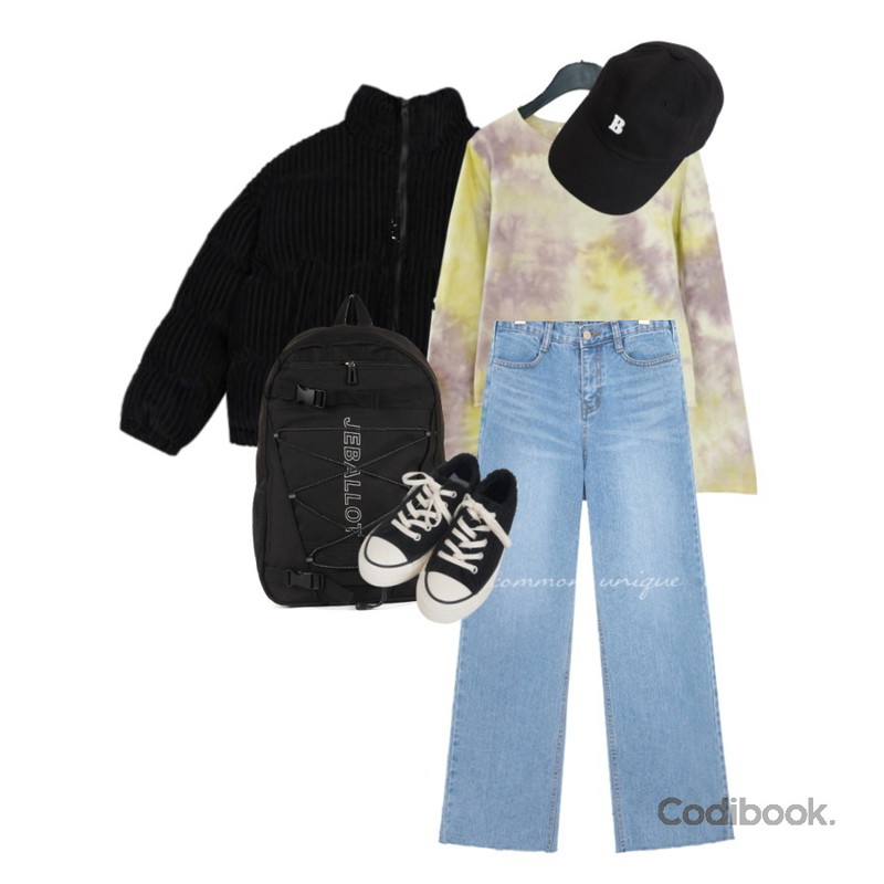AFTERMONDAY watery printing crop top (lime grey),BULLANG GIRL 비인더자수볼캡,BULLANG GIRL 포실이캔버스운동화등을 매치한 코디