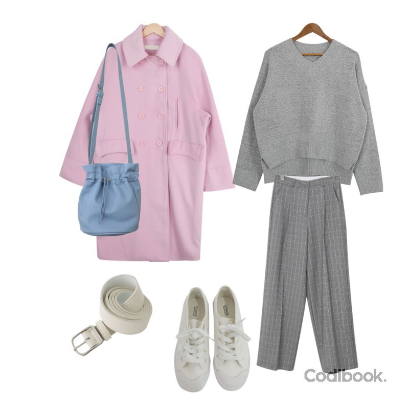 Zemma World Unbal square (belt),AIN LB_cashmere over-fit coat,BITDA 버터링 sh (3color)등을 매치한 코디