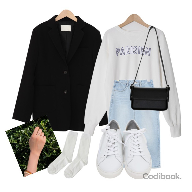 Zemma World Dolce-골지삭스,From Beginning Win real cowskin sneakers_H (size : 225,230,235,240,245,250),lavenir (silver925) vintage heart ring등을 매치한 코디