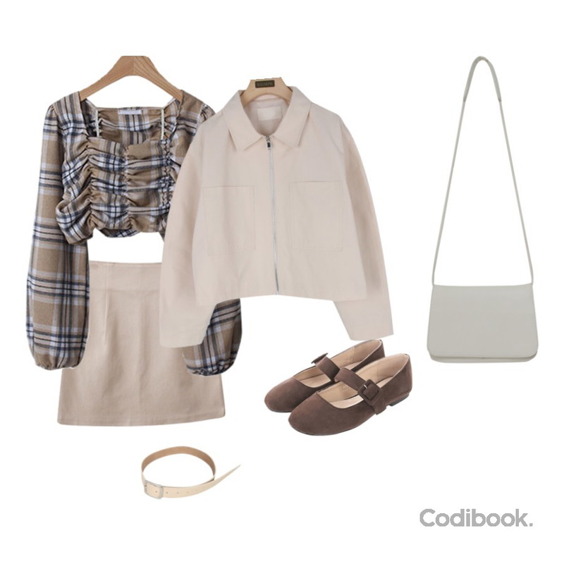 ROCOSIX 도레미 벨벳 버클로퍼,BULLANG GIRL 투게더리벨트,From Beginning Soft simple cross bag_P (size : one)등을 매치한 코디