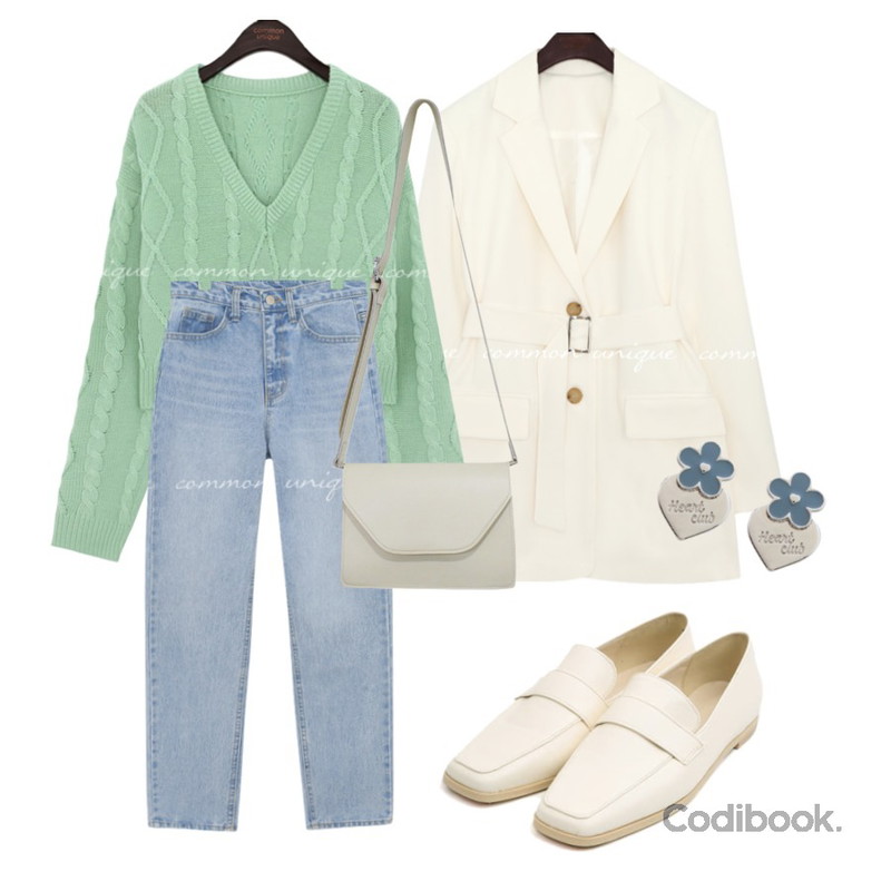 BITDA 버뮤다 bag (3color),AIN selly classic line loafer (230-250),common unique RENVE BELT BOXY FIT SINGLE JACKET등을 매치한 코디