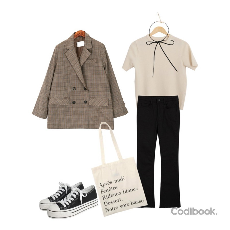 MINIBBONG 세무끈 초커 - 아이보리,From Beginning Made_acc-009_french cotton bag (size : one),Monobabie 토이튼4cm등을 매치한 코디