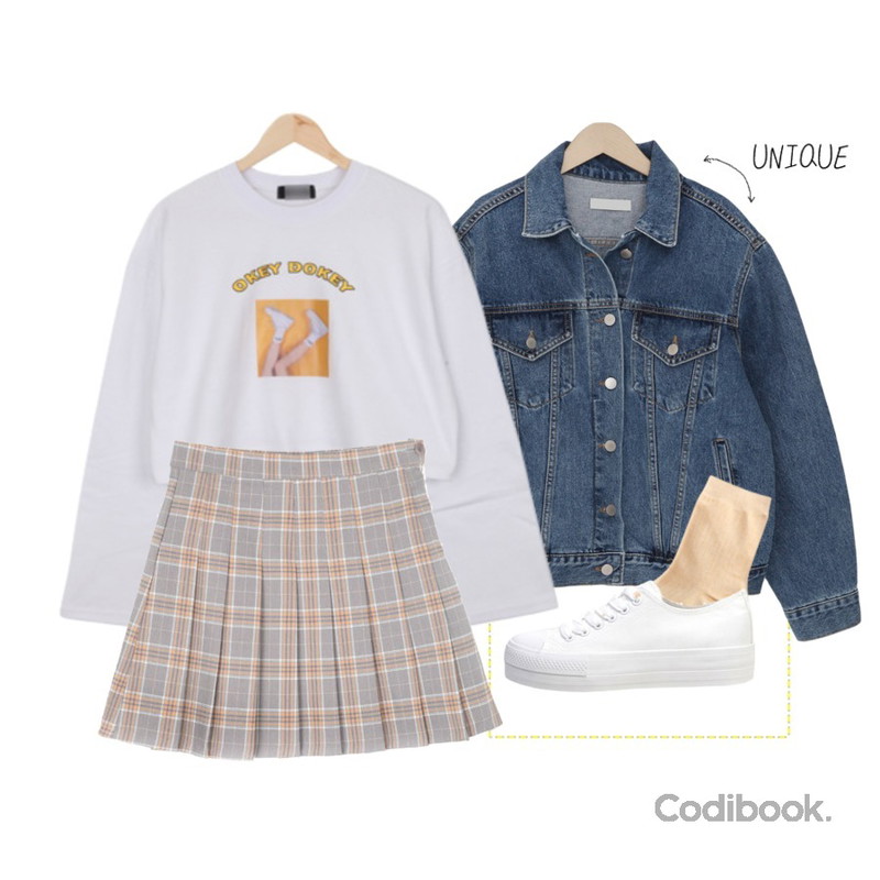 biznshoe Pastel color socks (7color),openthedoor check mini tennis skirt (3 color) - woman,BULLANG GIRL 오키도키크롭T등을 매치한 코디