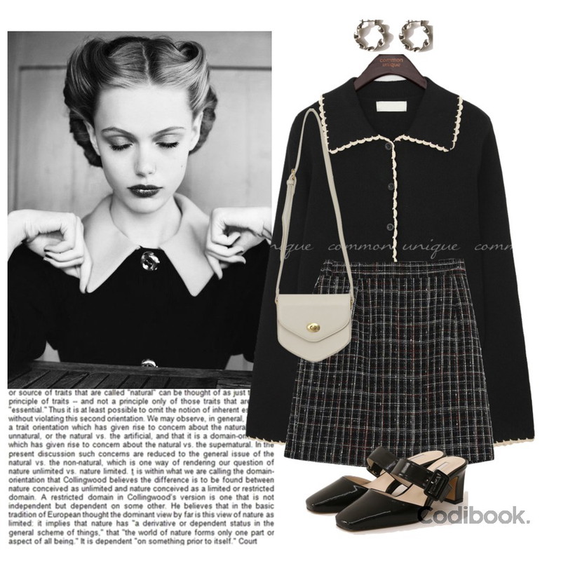 AWAB 무드코코트위드스커트,From Beginning Pent mini cross bag_A (size : one),common unique LENISION TWIST RING EARRING등을 매치한 코디