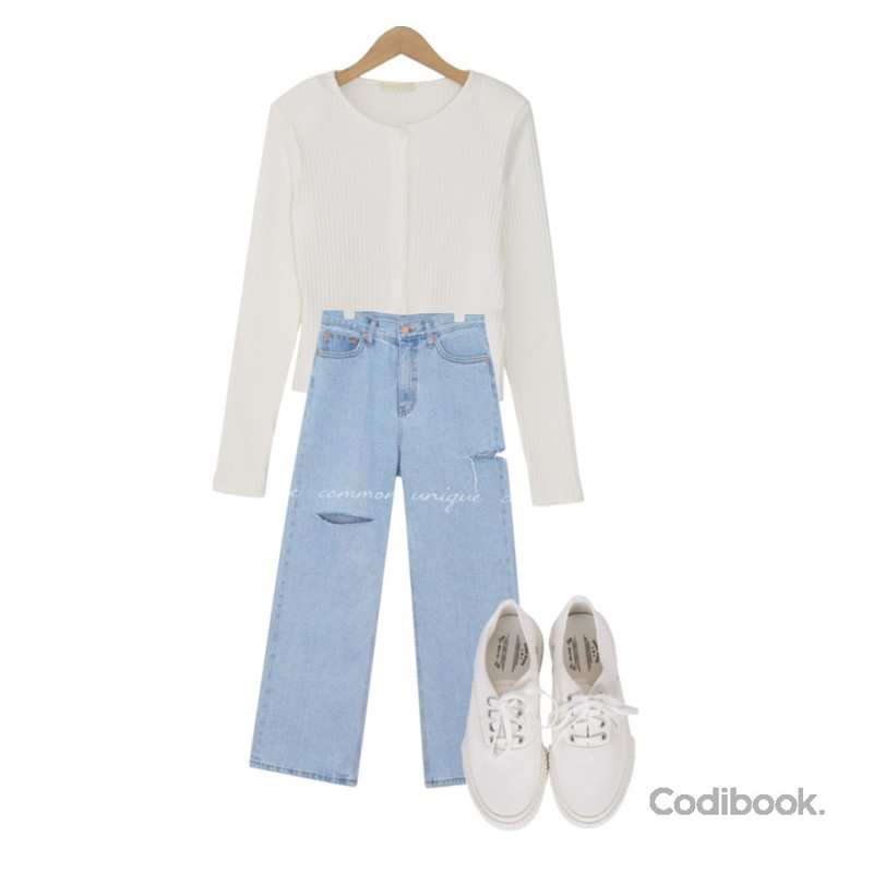 biznshoe Couple sneakers (4color),common unique TEZ DAMAGE LONG DENIM PANTS,From Beginning 블루씨엘 골지버튼가디건 (3color)등을 매치한 코디