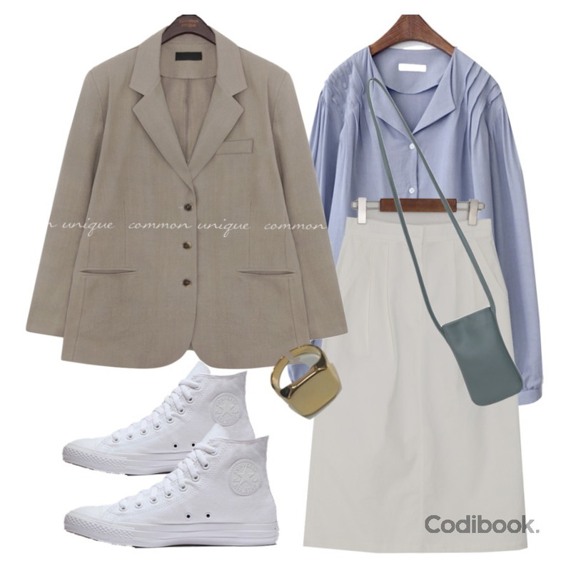 AFTERMONDAY simple square detail ring,From Beginning Simple mini cross bag_A (size : one),common unique ADELL BOXY FIT LINEN JACKET등을 매치한 코디