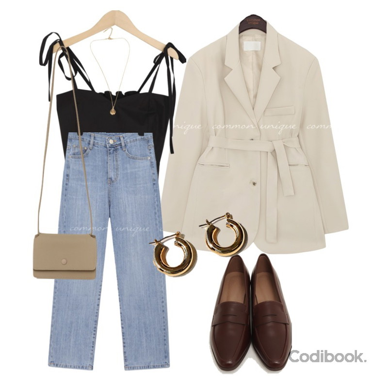 From Beginning Day mini cross bag_U (size : one),From Beginning Mood slim classic loafer_U (size : 230,235,240,245,250),From Beginning Minimal pendant necklace_H (size : one)등을 매치한 코디