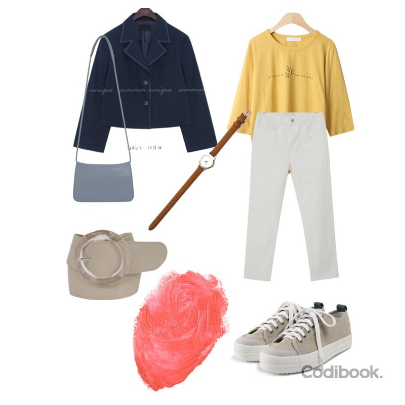 ROCOSIX daily chunky sneakers,AWAB 크로니가죽워치,From Beginning Daily slim straight pants_B (size : S,M,L)등을 매치한 코디