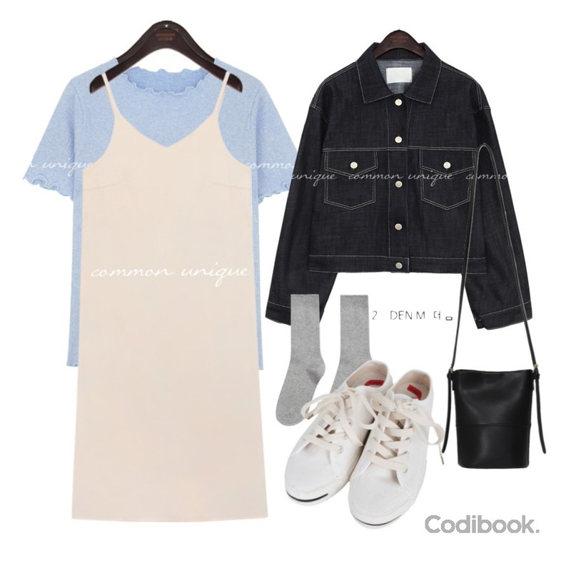 BULLANG GIRL 케이블로퍼운동화,MIXXMIX 베이직 골지 롱삭스,common unique VEIN SET-UP COTTON JACKET - 2 TYPE등을 매치한 코디