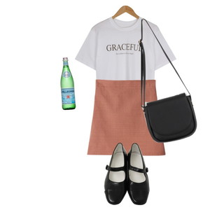 Casual,Daily,Black,티셔츠,미니스커트,스커트,하이힐,Pink 코디