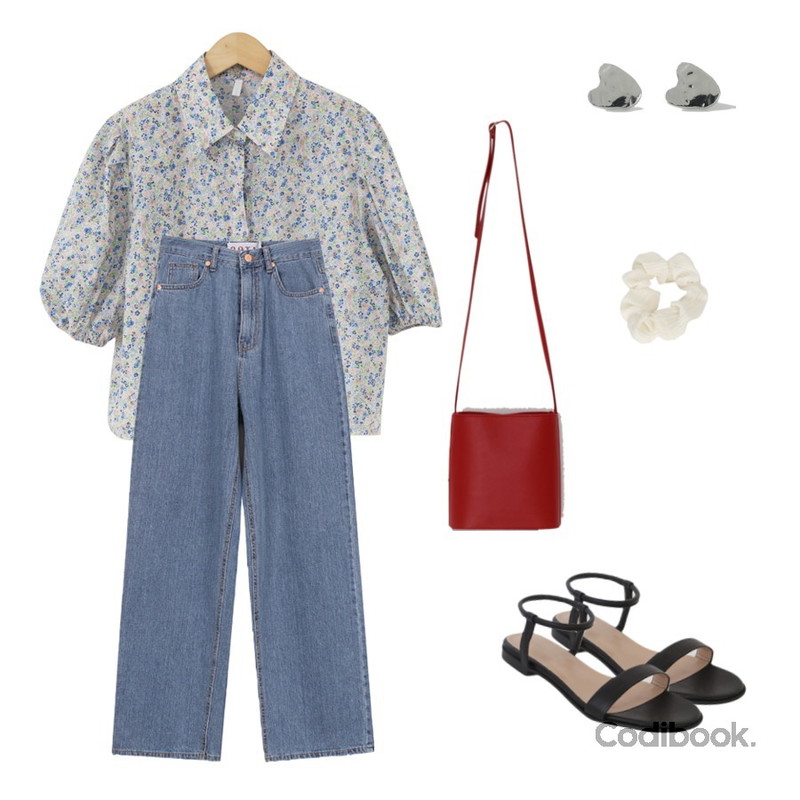 BANHARU daily layered earring set,BANHARU 라운딩 스퀘어쉐잎 크로스백,MIXXMIX 파스텔 헤어밴드등을 매치한 코디