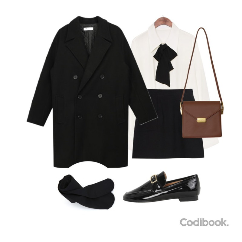 Zemma World 250D-보온/압박스타킹,biznshoe Enamel simple buckle loafer (4color),common unique ALICE RIBBON TIE CHIFFON BLOUSE등을 매치한 코디