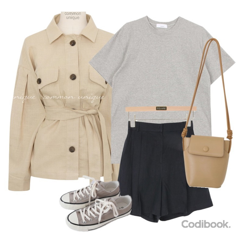 common unique MIKA LINEN POCKET STRAP JACKET,AFTERMONDAY basic casual color sneakers (10colors),square101 시어링 린넨 팬츠 (2color)등을 매치한 코디