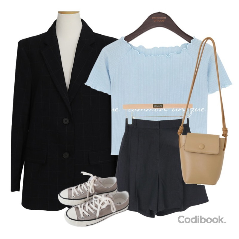 AFTERMONDAY basic casual color sneakers (10colors),square101 시어링 린넨 팬츠 (2color),AWAB 첵텐셀자켓등을 매치한 코디