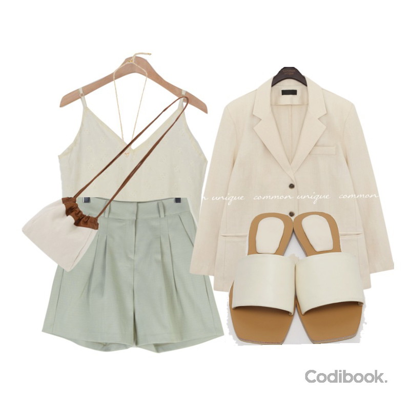 From Beginning Beige strap slide slipper_K (size : 225,230,235,240,245,250),common unique ADELL BOXY FIT LINEN JACKET,BANHARU 플라워자수 레이스 슬리브리스티등을 매치한 코디