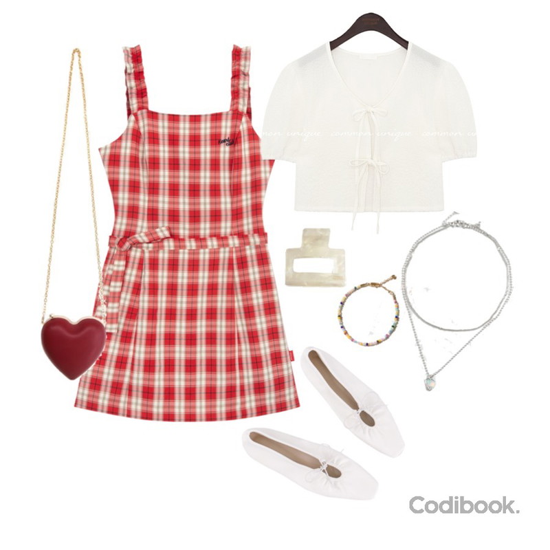 Zemma World MA-Heart (bag),biznshoe String ribbon flat shoes (3colors),common unique BERON COLOR BEADS BRACELET등을 매치한 코디
