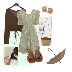 깔끔단정,Date,Green,Brown,사랑스러운 코디