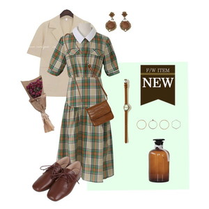 Vintage,Codibook,smart,Brown,Onepiece 코디