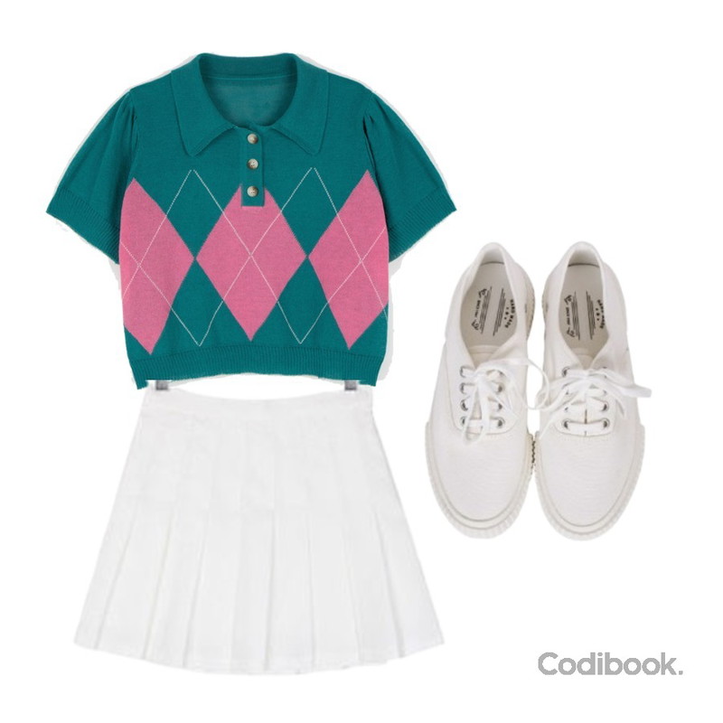 biznshoe Couple sneakers (4color),BULLANG GIRL 바닐라테니스SK(10컬러) #치마바지,somedayif 비비드 아가일 카라넥 니트등을 매치한 코디