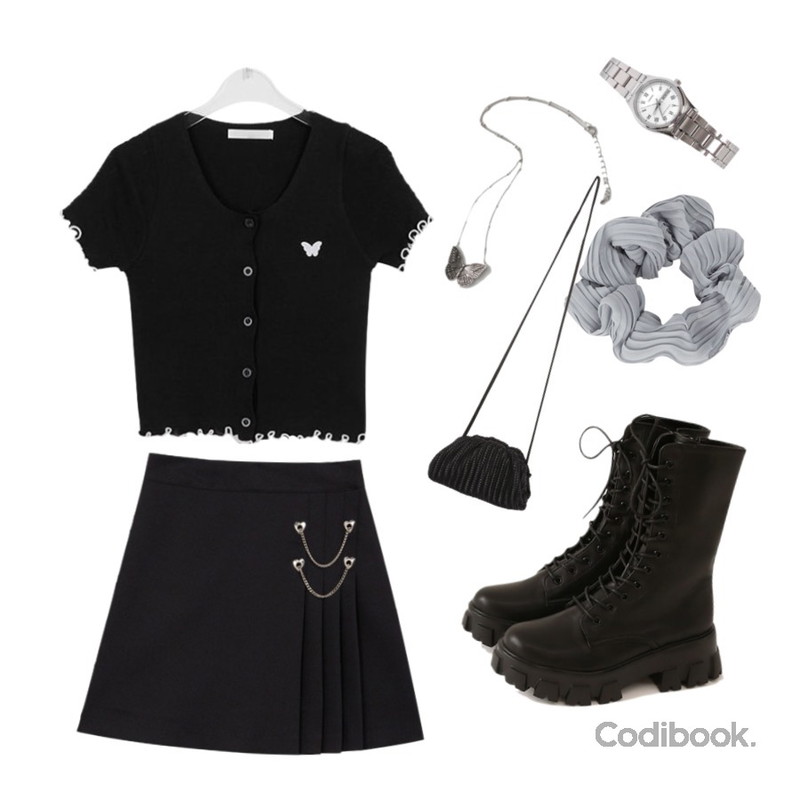 biznshoe LTP-VOO6D-7BUDF,AFTERMONDAY butterfly vintage necklace,MIXXMIX 파스텔 헤어밴드등을 매치한 코디