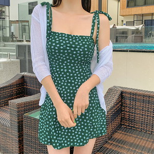 グリーンフラワーワンピース水着