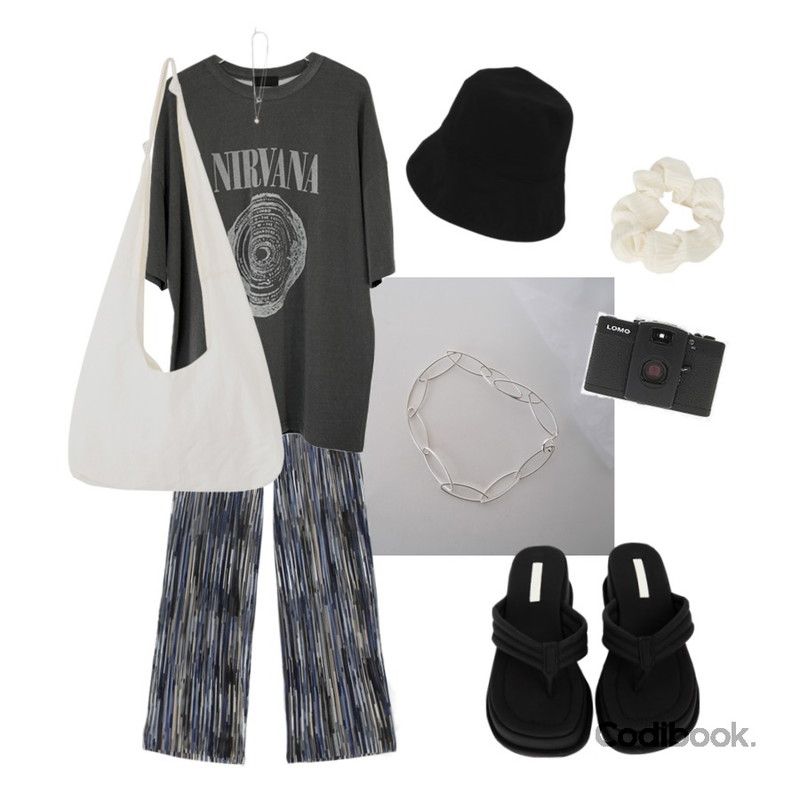 biznshoe Heart layered necklace,From Beginning Daily cotton bucket hat_Y (size : one),MIXXMIX 파스텔 헤어밴드등을 매치한 코디