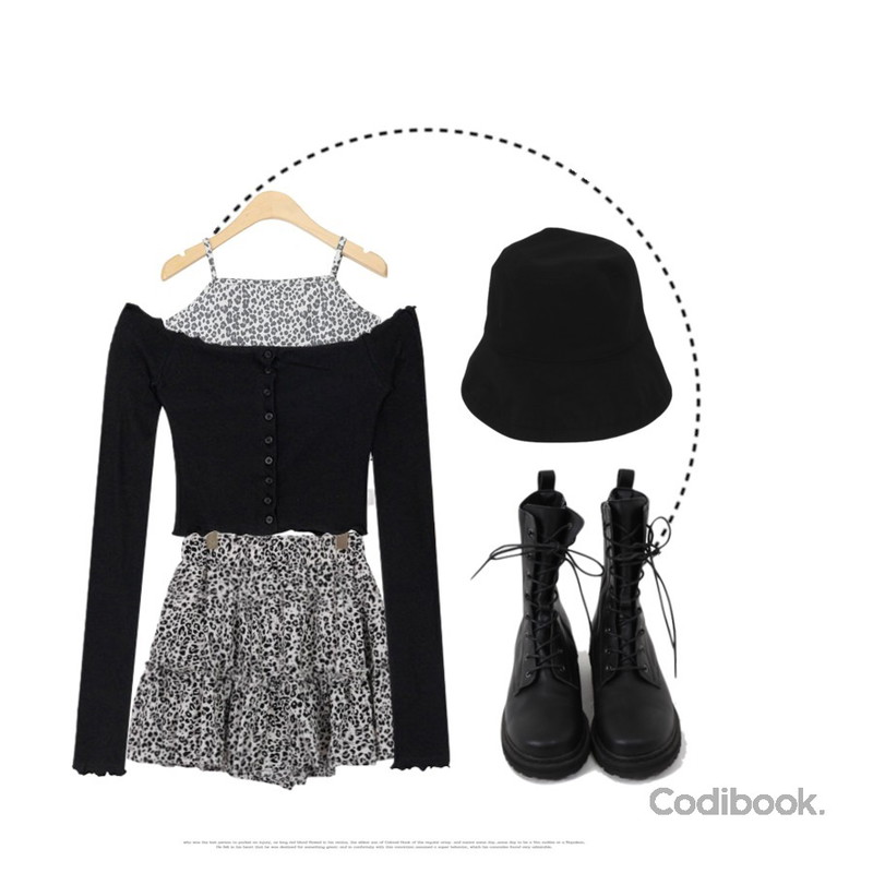 AIN leopard crop sleeveless,From Beginning Daily cotton bucket hat_Y (size : one),MIXXMIX 날라리 단추 가디건등을 매치한 코디