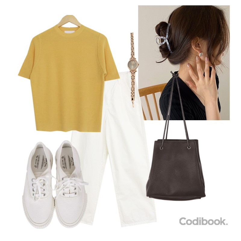 biznshoe Couple sneakers (4color),ENVYLOOK 큐빅메탈와치,lavenir nori hair pin등을 매치한 코디