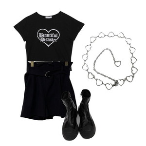all black + heart belt