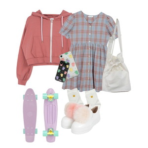 대학생,캠퍼스,로맨틱데일리룩,일상,귀여운,캐주얼룩,귀여움2배,핑크,퍼플,화이트 코디