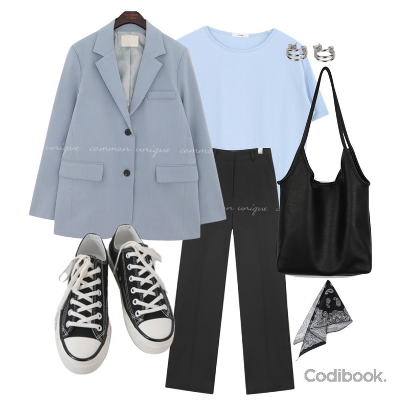 somedayif 커프 스타일 이어링,common unique GENUS STANDARD SINGLE JACKET,AFTERMONDAY basic casual color sneakers (10colors)등을 매치한 코디