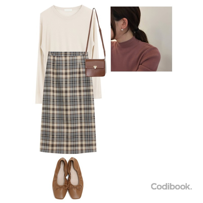 AIN square mini buckle bag,lavenir (silver925) link earring,From Beginning Ribbon shirring flat shoes_H (size : 230,235,240,245,250)등을 매치한 코디